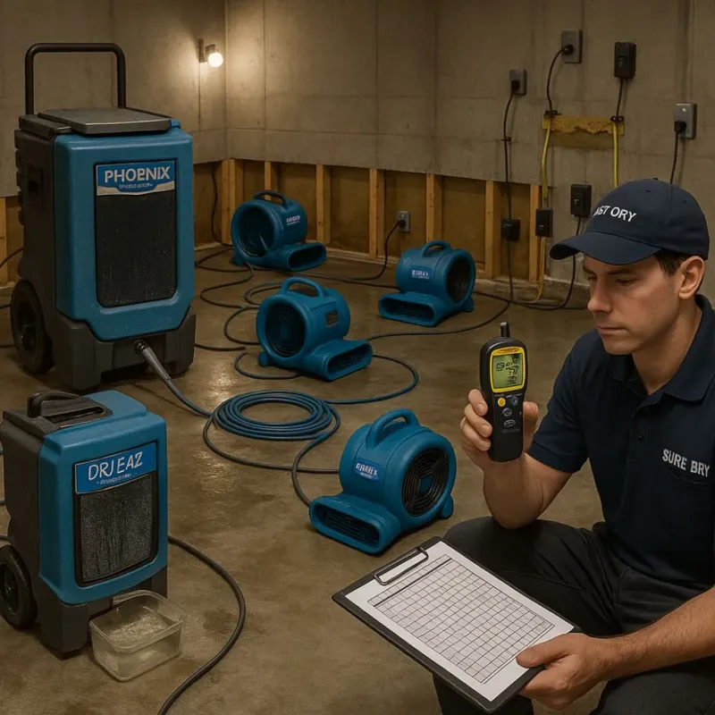 Structural Drying and Dehumidification process in Freeport, TX